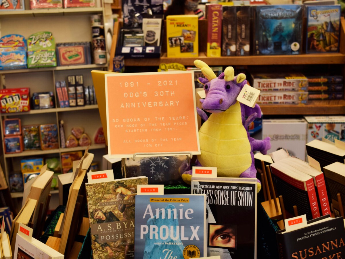 Devaney, Doak & Garrett feature an in-store display of 30 favorite books for every year they've been in business.